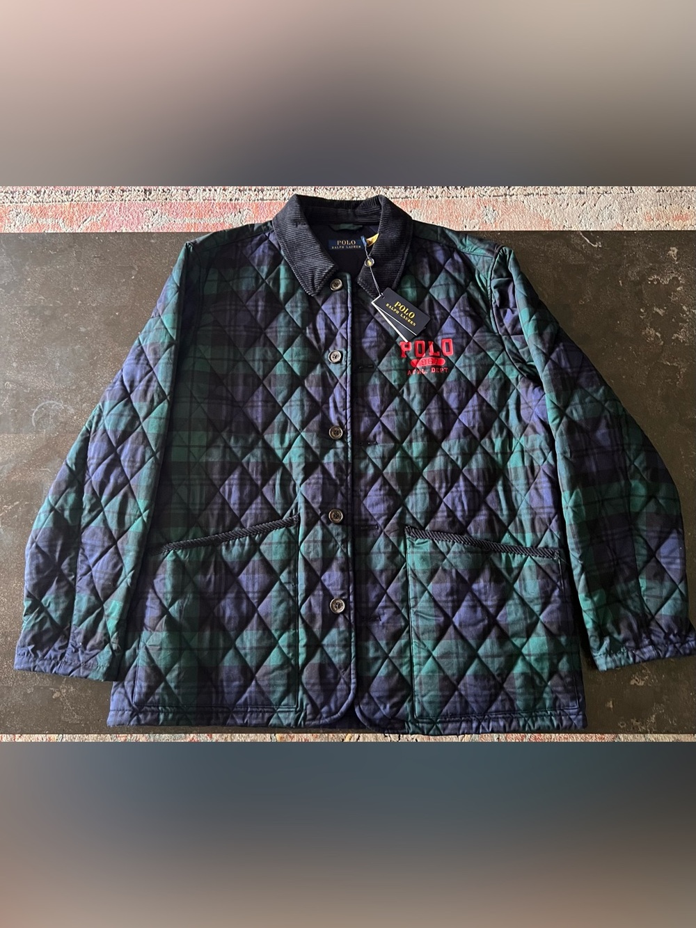Polo by Ralph Lauren Green & Navy Quilted Plaid Jacket